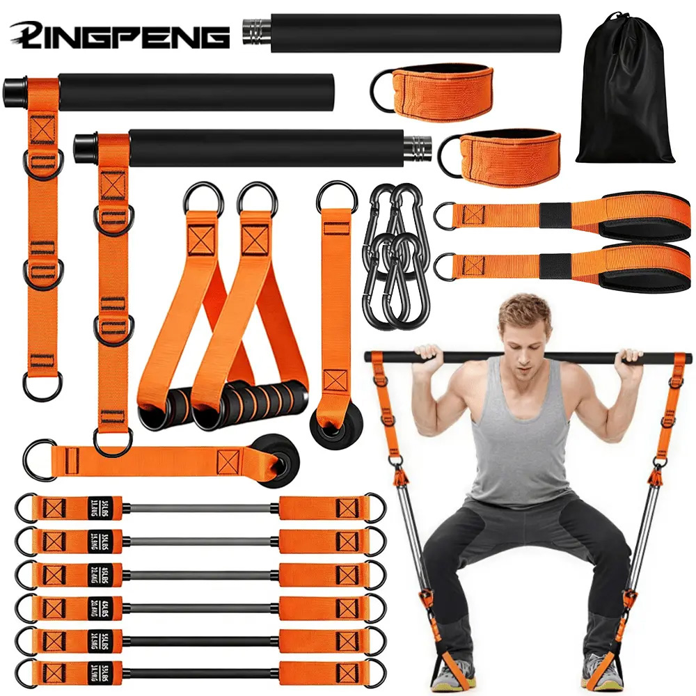 Pilates Bar Kit With Resistance Bands - Resistance Band Home Pilates Set with
