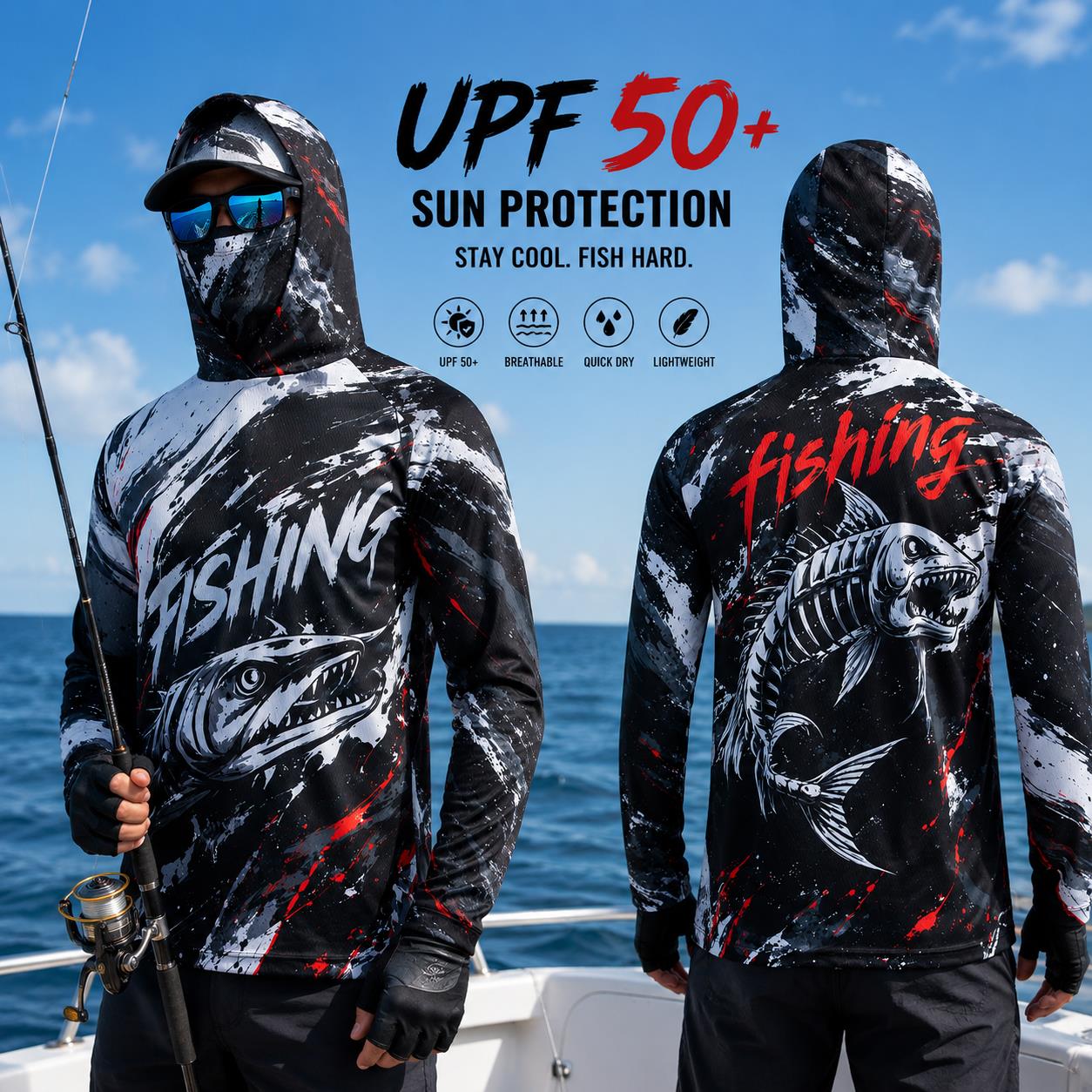Fishing - Quick Dry Breathable Men Fishing Hoodie