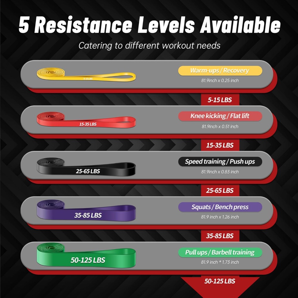 Pull Up Assistance Bands, 5-Le - Resistance Bands Set With Handles ulasan dan harga