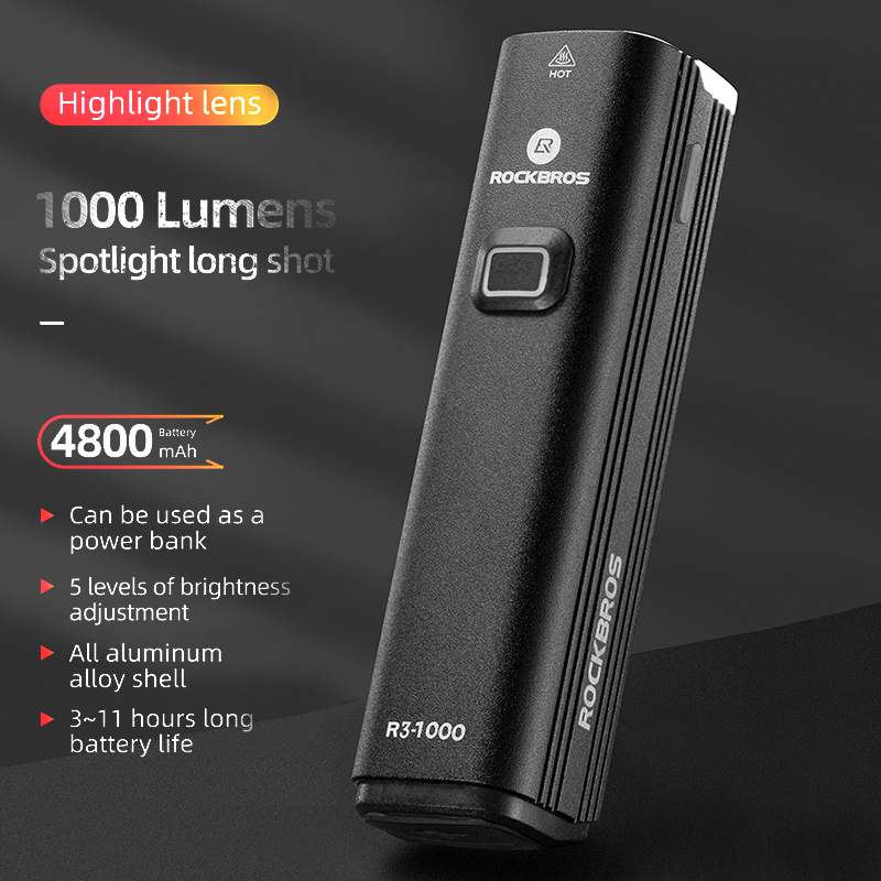 ROCKBROS Bike Light Front Cycl - Rechargeable Bicycle Headlight 1000 Lumen ulasan dan harga