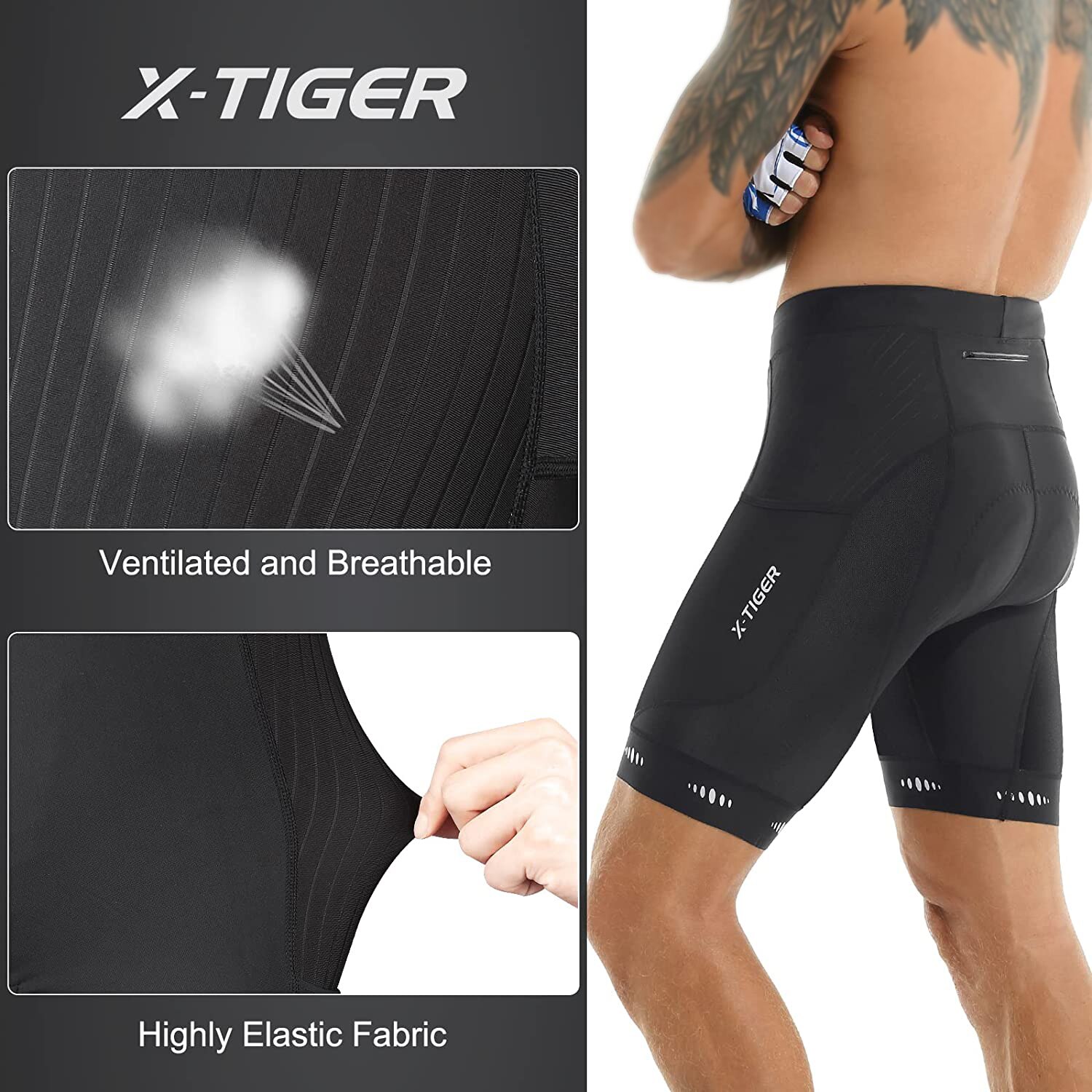 X-TIGER Men Cycling Shorts wit - Padded Cycling Shorts 5D Gel ulasan dan harga