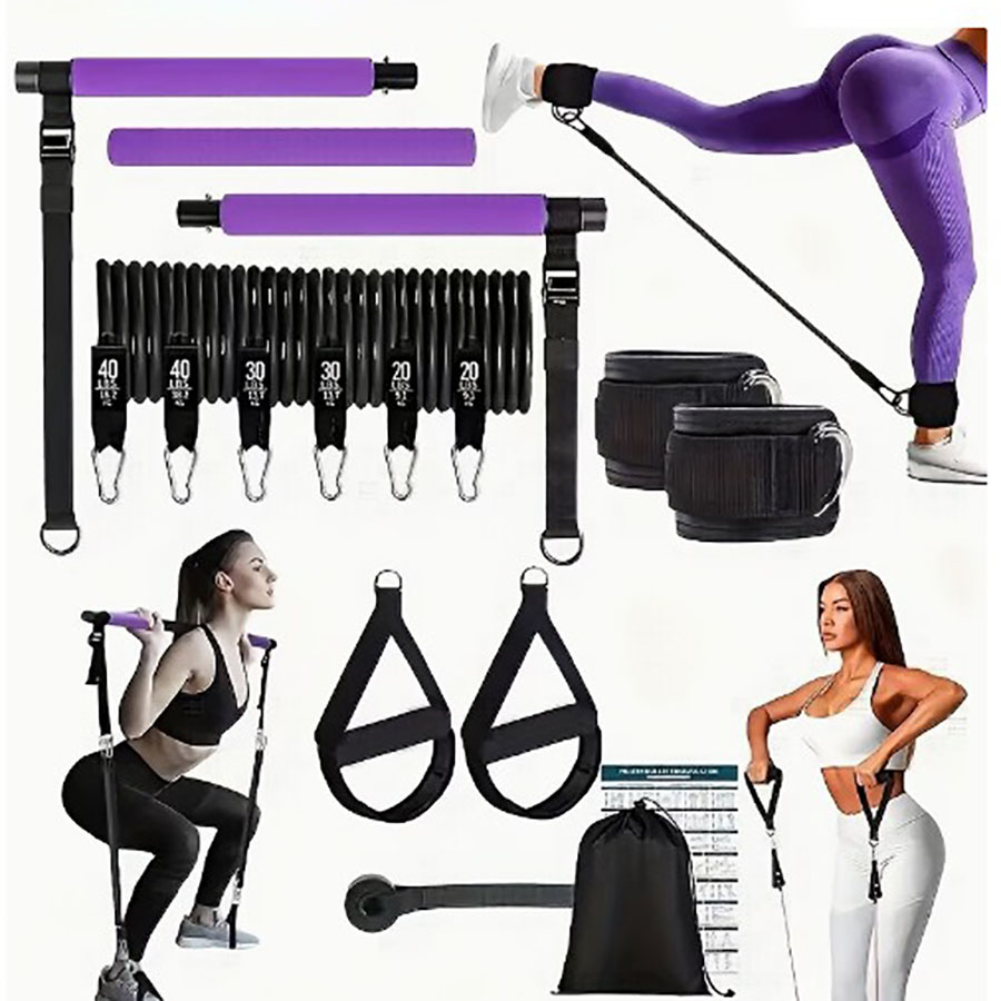 180lbs Resistance Bands with A - Pilates Bar Kit With Resistance Bands ulasan dan harga