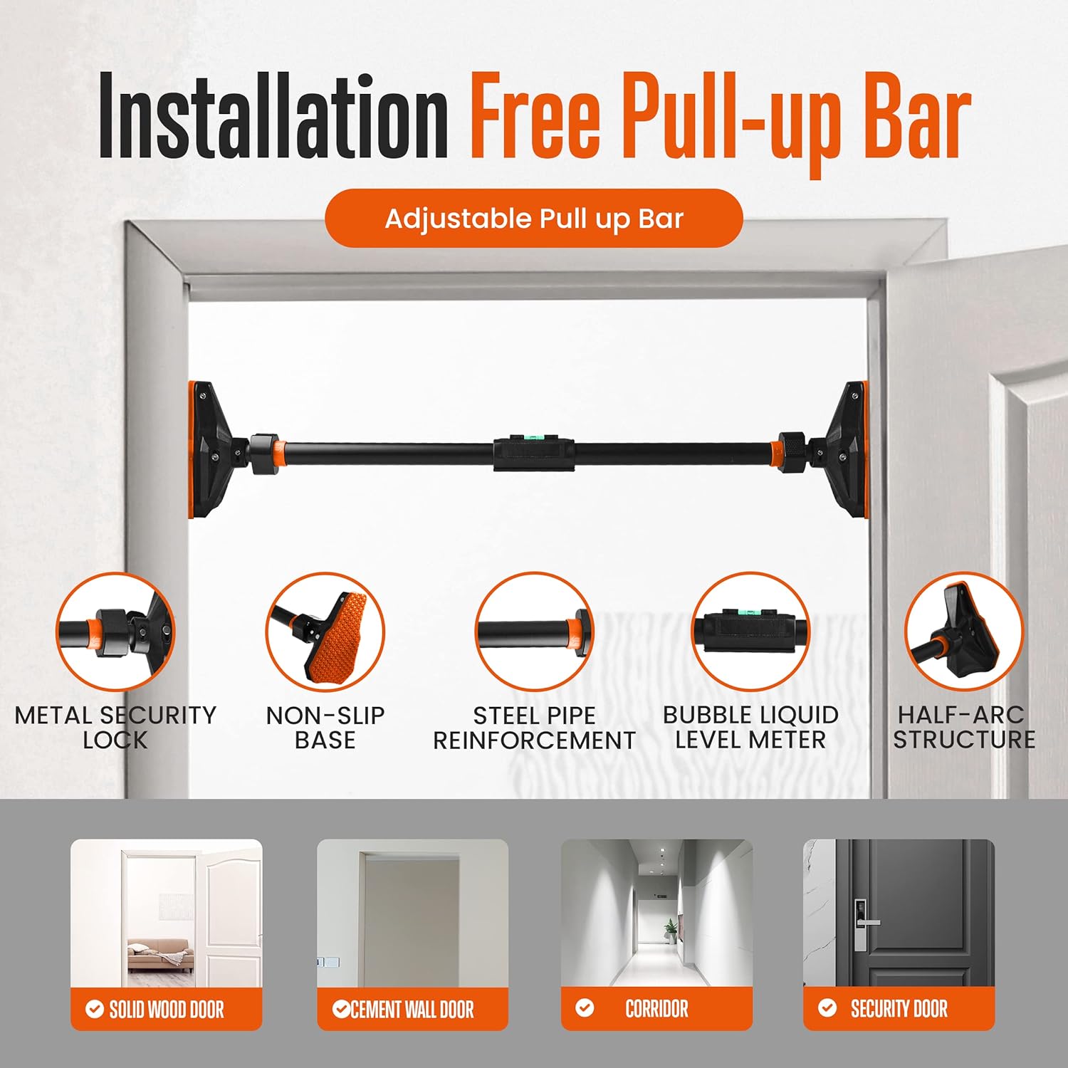 Pull Up/chin up Bar for Doorwa - Door Pull Up Bar No Screw ulasan dan harga