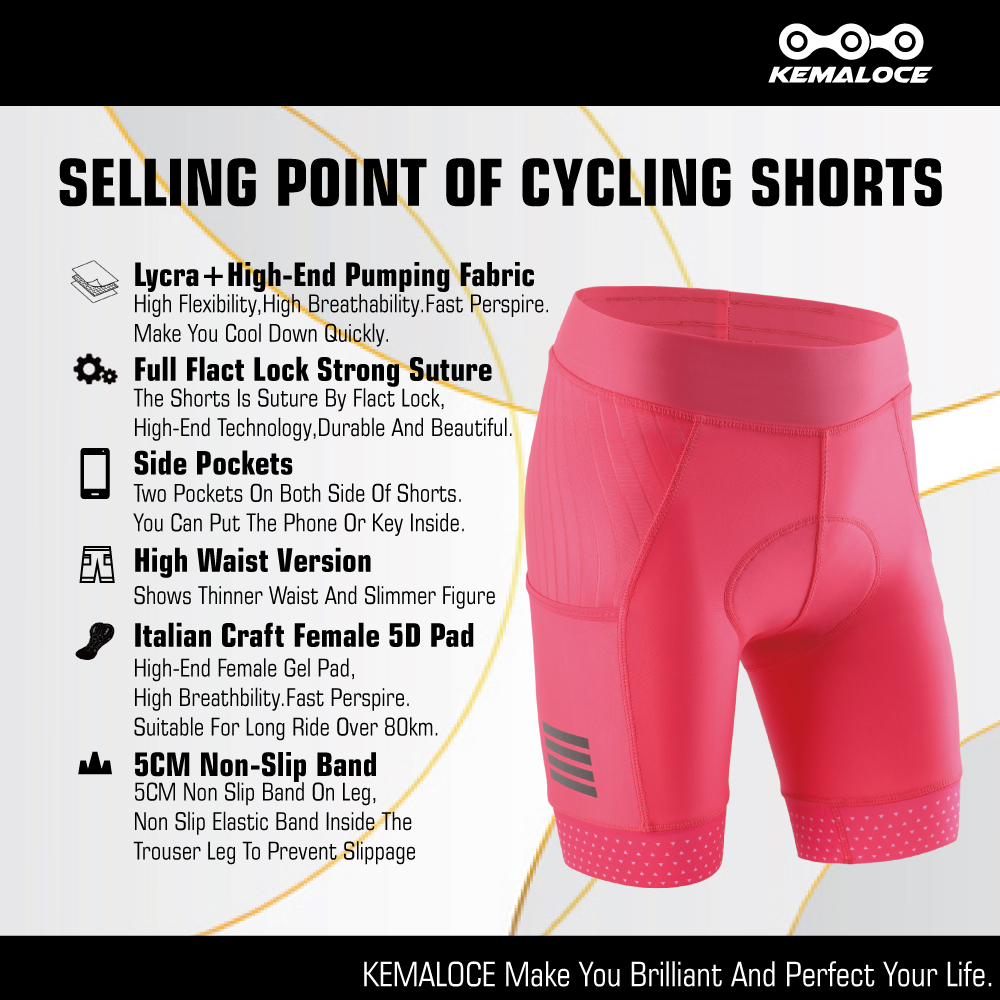 KEMALOCE Women Cycling Shorts  - Padded Cycling Shorts 5D Gel ulasan dan harga