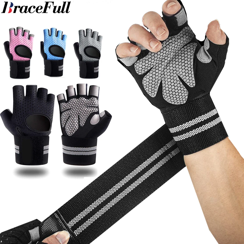 1Pair Half Finger Gym Fitness  - Wrist Wraps Weightlifting Support ulasan dan harga