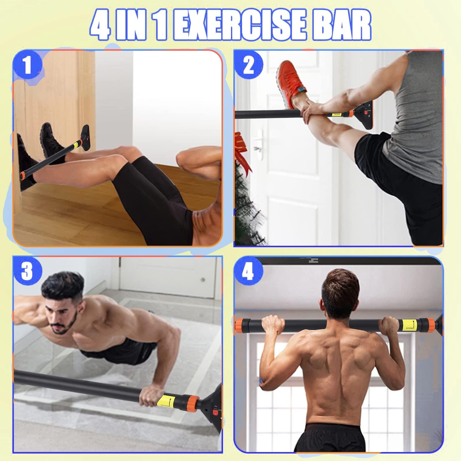 Adjustable Pull Up Bar for Doo - Door Pull Up Bar No Screw ulasan dan harga