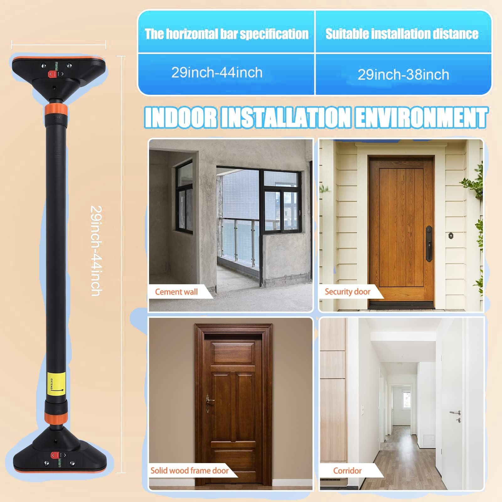 Adjustable Pull Up Bar for Doo - Door Pull Up Bar No Screw ulasan dan harga