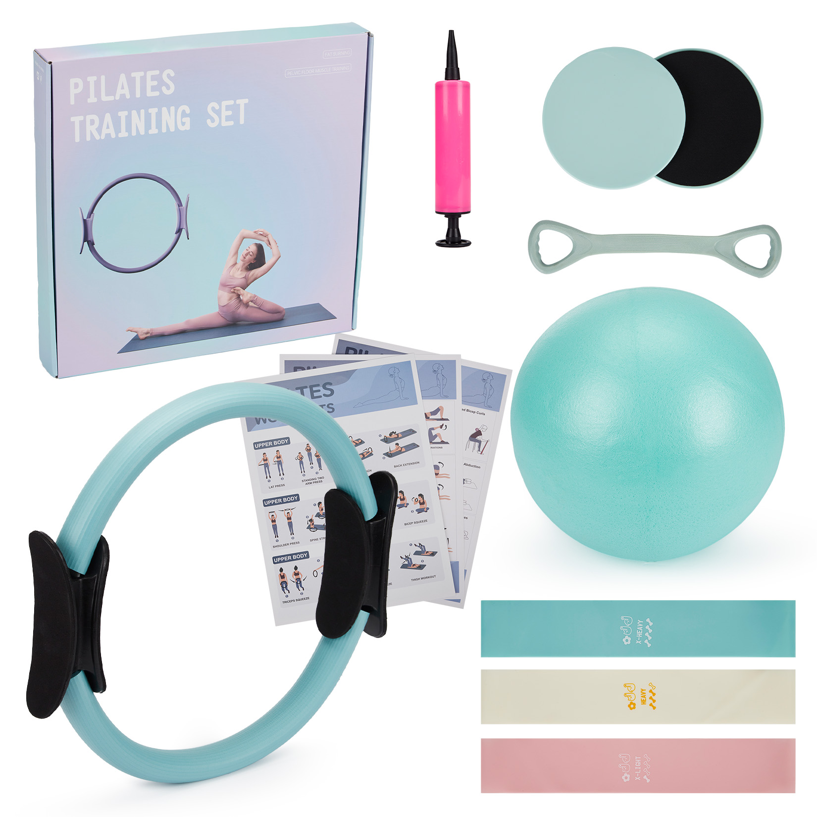 Pilates Training Set, 6-in-1 P - Pilates Bar Kit With Resistance Bands ulasan dan harga