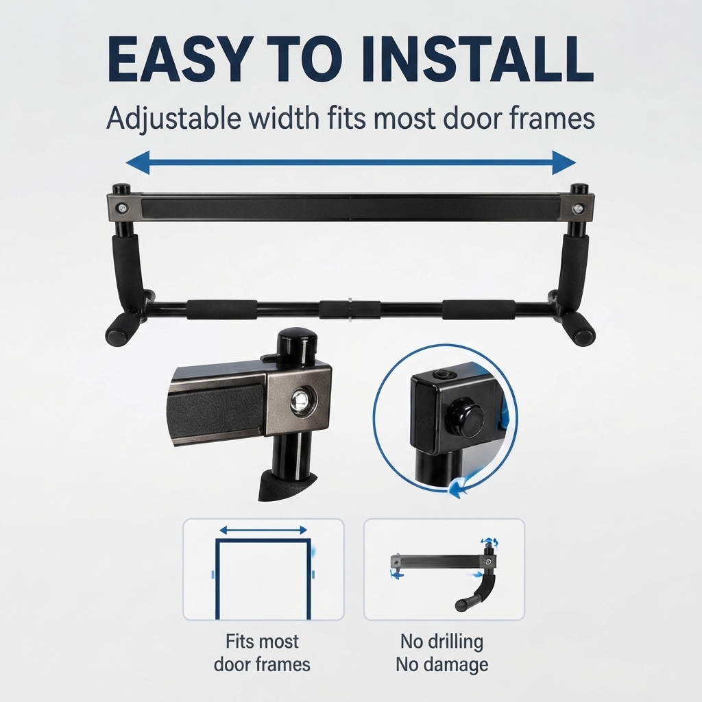 Multifunctional Doorway Pull U - Door Pull Up Bar No Screw ulasan dan harga