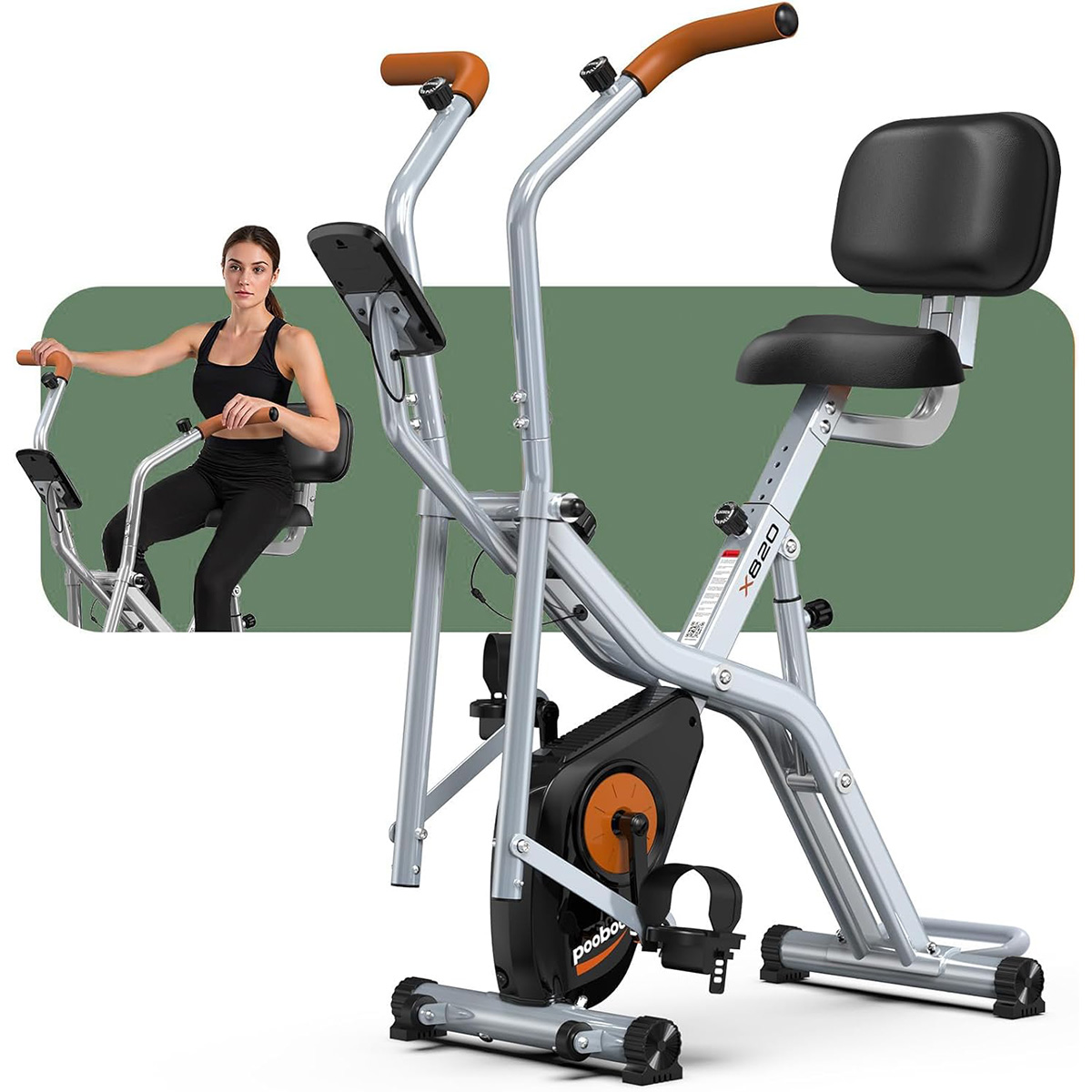 Pooboo Foldable 2-in-1 Exercis - Exercise Bike Magnetic Resistance ulasan dan harga